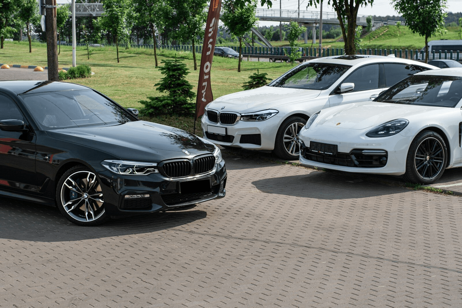 a group of cars parked